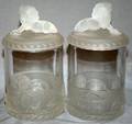 041457 FRENCH STYLE FROSTED  CLEAR JARS WLIONS