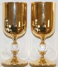031513 BRASS  CRYSTAL GOBLETS EIGHT H 5 18
