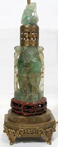 031483 CHINESE GREEN QUARTZ URN MOUNTED AS A LAMP