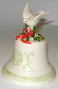 030462 CYBIS BISQUE CHRISTMAS BELL WITH HOLLY H 5