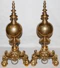022434 BRASS ANDIRONS LATER 20TH C H 21 W 9 12