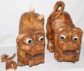 022413 CARVED WOOD FIGURES OF FOO DOGS MODERN H 18