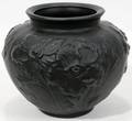 011552 TIFFIN MOLDED BLACK GLASS VASE C1930 DIA63