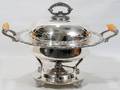 122408 CHAFING DISH SILVER ON COPPER H12 L16