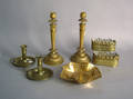 Group of brass to include a pair of chambersticks