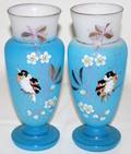 050459 VICTORIAN BRISTOL GLASS MANTEL VASES C 1870