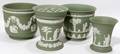 042416 WEDGWOOD GREEN JASPERWARE CACHE POTS  VASES