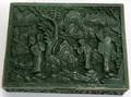 040492 CHINESE CARVED GREEN CINNABAR BOX H 1