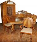 032520 ART DECO WALNUT DINING SET C 1930 9 PCS