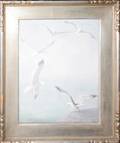 032494 NANCY ROOT 20THC OIL ON BOARD SEA GULLS