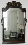 031551 HANDCARVED WALNUT VERTICAL MIRROR C 1930