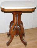 022454 EASTLAKE WALNUT  MARBLE TOP PEDESTAL TABLE