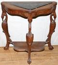 022461 WALNUT CONSOLE TABLE WINSET MARBLE TOP H 25