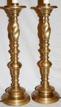 021479 BRASS CANDLESTICK LAMPS H 16 23 OVERALL