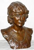 020476 UNSIGNED BRONZE BUST OF LADY CIRCA 1930