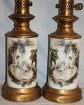 010480 MILK GLASS CYLINDER FORMED LAMPS C1950