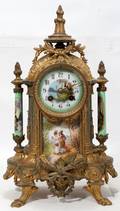 010468 SPELTERPORCELAIN MANTLE CLOCK PENDULUMGONG