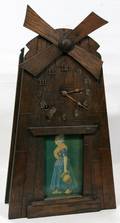 010471 GILBERT WINDMILL STYLE OAK MANTLE CLOCK H20