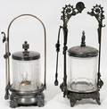 122467 SILVERPLATE  GLASS PICKLE CASTERS C18502