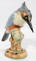 122464 WELLER POTTERY KINGFISHER FLOWER FROG 20TH C