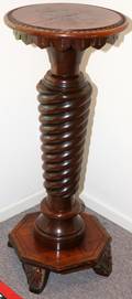 060553 MAHOGANY PEDESTAL WITH TURNED SHAFT