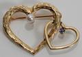 052498 14KT YELLOW GOLD DOUBLE HEART PIN