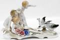 051546 GERMAN PORCELAIN GROUP OF CHILDREN  GEESE