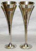 051542 SILVERPLATE TRUMPETFORM VASES H 9 14