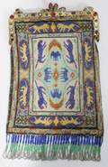 042463 ENGLISH BEADED PURSE C 1920 LION MOTIF