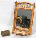 040569 BAMBOO FRAME MIRROR  METAL STAMP CHEST TWO