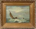 032536 APALMER WIGLE OIL SAILBOAT IN STORM 12 X 16