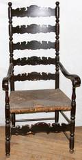 022513 ENGLISH STYLE LADDER BACK OPEN ARM CHAIR