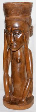 020514 AFRICAN FEMALE FIGURE WOOD MASK WITH HAIR 2
