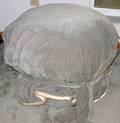 020496 ART DECO OVERSTUFFED OTTOMANS H 19 DIA 24