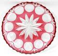 011653 CRANBERRY OVERLAY CRYSTAL SERVING DISH DIA11