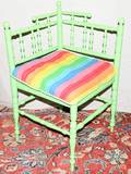 011618 SPOOL PAINTED GREEN CORNER CHAIR ANTIQUE