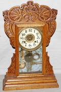 010526 OAK KITCHEN CLOCK C1900 H22 W13