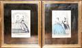 122510 GODEY LITHOGRAPHS TWO C1850 9x6