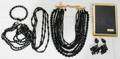042500 BLACK GLASS NECKLACES EARRINGS BRACELET ETC