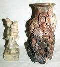 040581 CHINESE SOAPSTONE CARVED VASE FIGURE 2 PCS