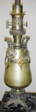 031637 ANTIQUE METAL OIL LAMP PROBABLY TURKISH