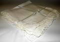 030600 IVORY LINEN NAPKINS WITH LACE BORDER SIX