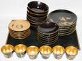 022552 JAPANESE LACQUER  GILT TEA SET 31 PIECES