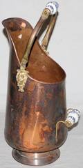 022540 COPPER COAL SCUTTLE WITH DELFT HANDLE H 21