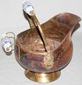 022538 COPPER HELMET COAL SCUTTLE WDELFT HANDLES