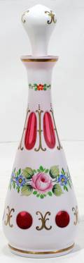 022526 CRANBERRY OVERLAY DECANTER C 1950
