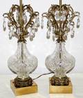 022523 CRYSTAL  BRASS TABLE LAMPS MID 20TH CENTURY