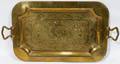 020566 BRASS TRAY W ENGRAVED DUTCH SCENE W 9 12
