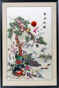 010540 ORIENTAL SIGNED SILK PAINTING H26 W18