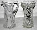 010535 AMERICAN CUT GLASS WATER PITCHER  VASE H11